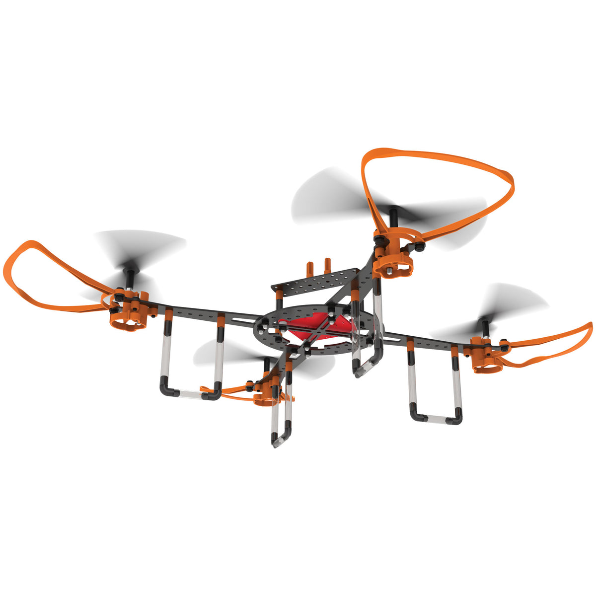 Pitsco infinity drone with orange frames and black spinning propellers
