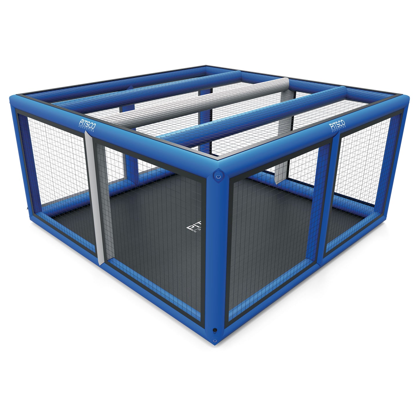 Blue inflatable Inflatafly drone arena with mesh sides