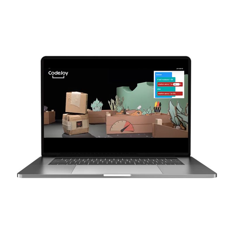 Laptop displaying a CodeJoy interface