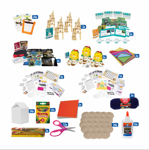 pioneering plants kit, habitats activity bundle, food web activity bundle, animal structures activity bundle, life cycle activity bundle, how to code a sandcastle read aloud kit, and various supplies