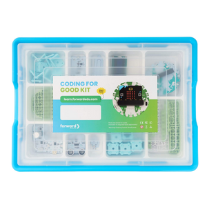 Coding for Good Kit with micro:bit and accessories in a blue and clear container