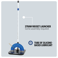 Straw rocket launcher with assembly instructions on a gray background
