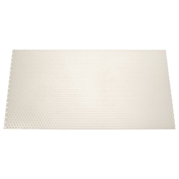 A clear perf insert with holes designed to fit inside a construction caddy for modeling structures.
