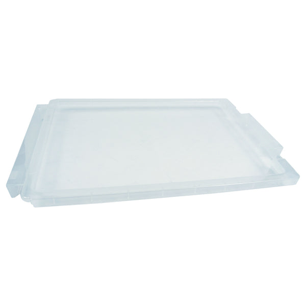 A clear plastic lid for a gratnell bin.