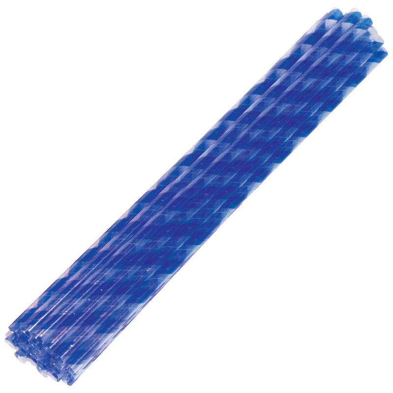 stack of blue mylar tubes