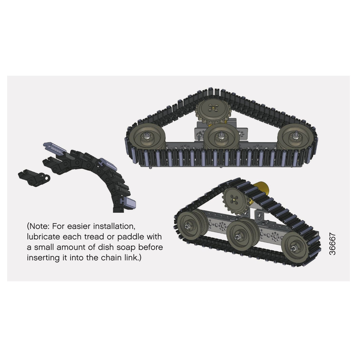 Improve traction with TETRIX® MAX tank tread rubber inserts