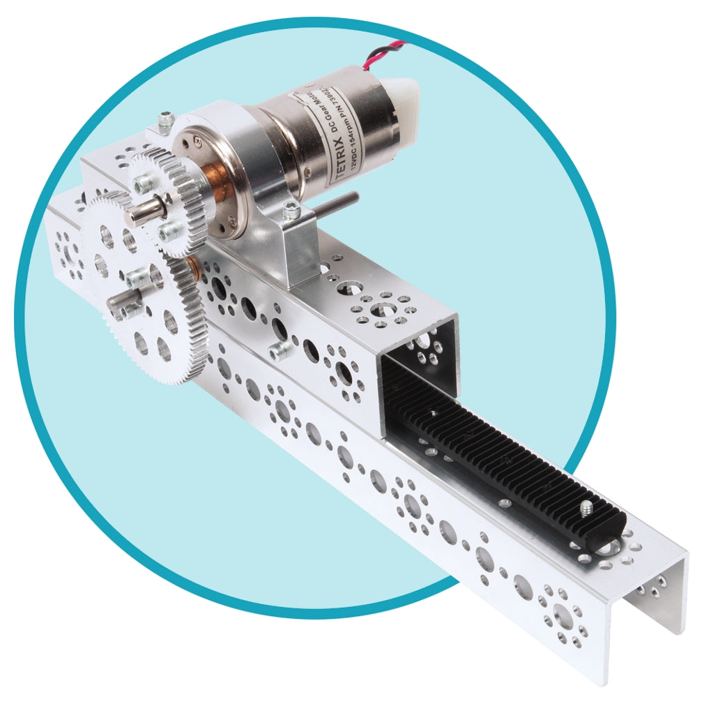 Create linear motion with a TETRIX® MAX rack-and-pinion slide