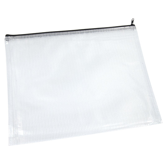 mesh bag with a black zipper