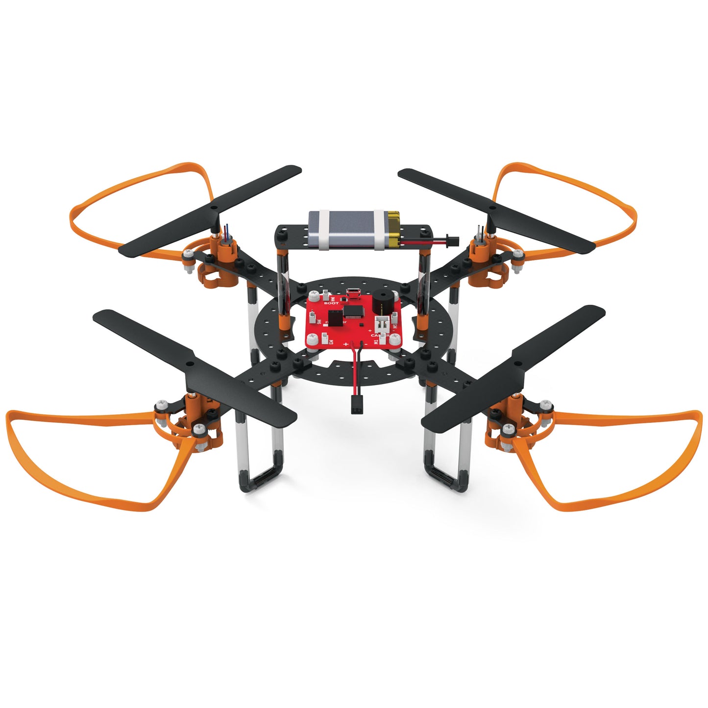 Infinity drone with orange and black arms