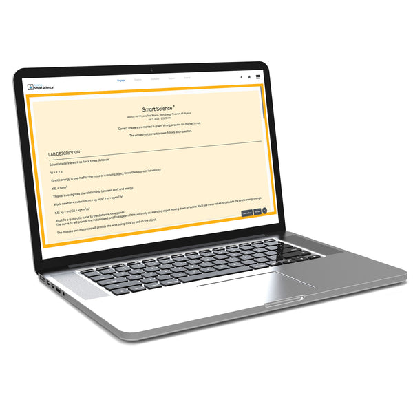 A laptop displaying the interface of Pitsco Smart Science Virtual Labs