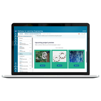 Laptop displaying a learning platform interface with project previews
