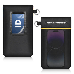 two black velcro Faraday phone pouches
