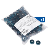 Packaged bag of blue marbles