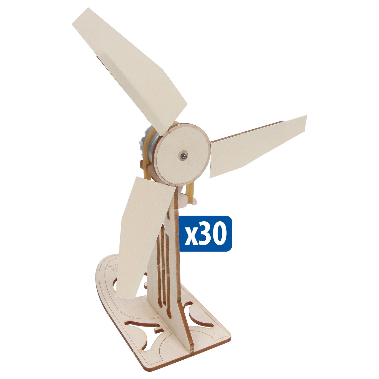 Model of a wooden wind turbine with three blades
