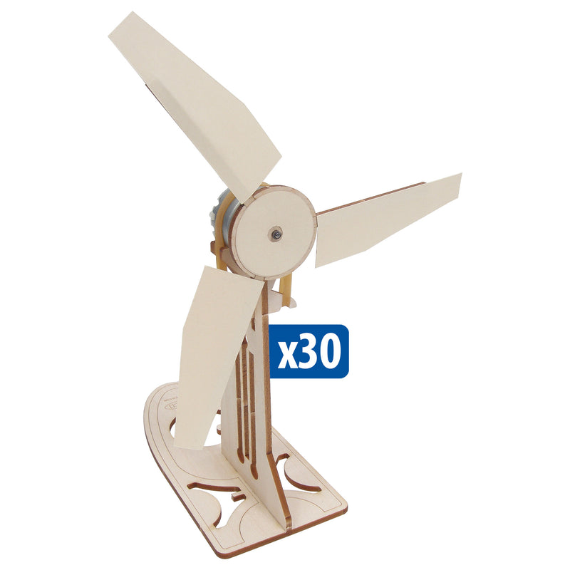 Model of a wooden wind turbine with three blades