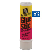 Avery glue stick with a yellow and pink label 