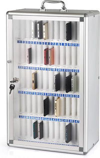 Aluminum phone locking case with individually numbered, padded compartments