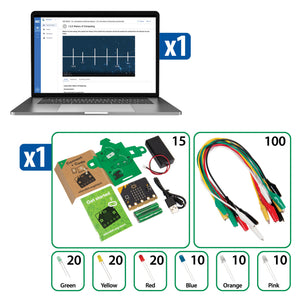 Educational computing kit with laptop, micro:bit, and wiring components