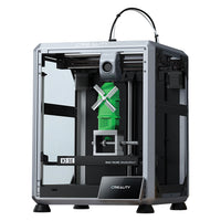 3D printer with a green wind turbine model in the process of being printed