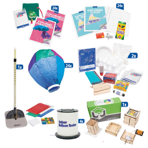 exploring parachutes kit, exploring flight kit, straw rockets getting started package, hot air balloon kit, space activity bundle, parametric studios kit