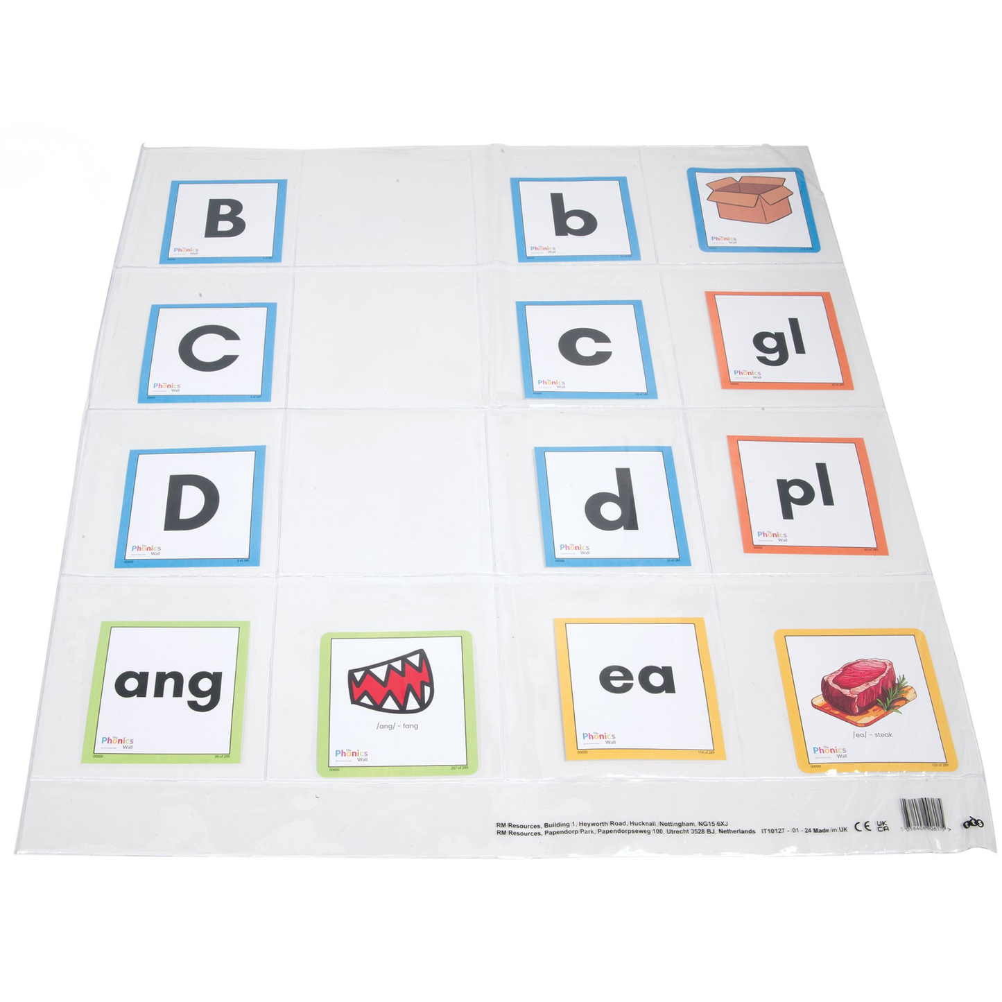 educational flash cards displayed in a pocket mat