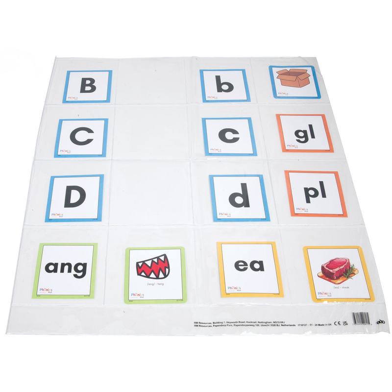 educational flash cards displayed in a pocket mat