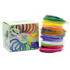Colorful spools of filament and 3Doodler flow packaging