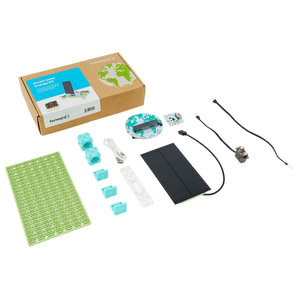 Educational robotics kit with components and packaging box